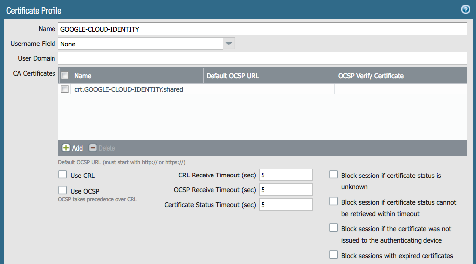 Google Cloud Identity Certificate Profile